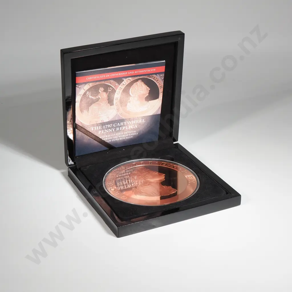 Oversize Cartwheel Penny Replica - Boxed & Cased Proof w Cert - 600 Grams Image 1++
