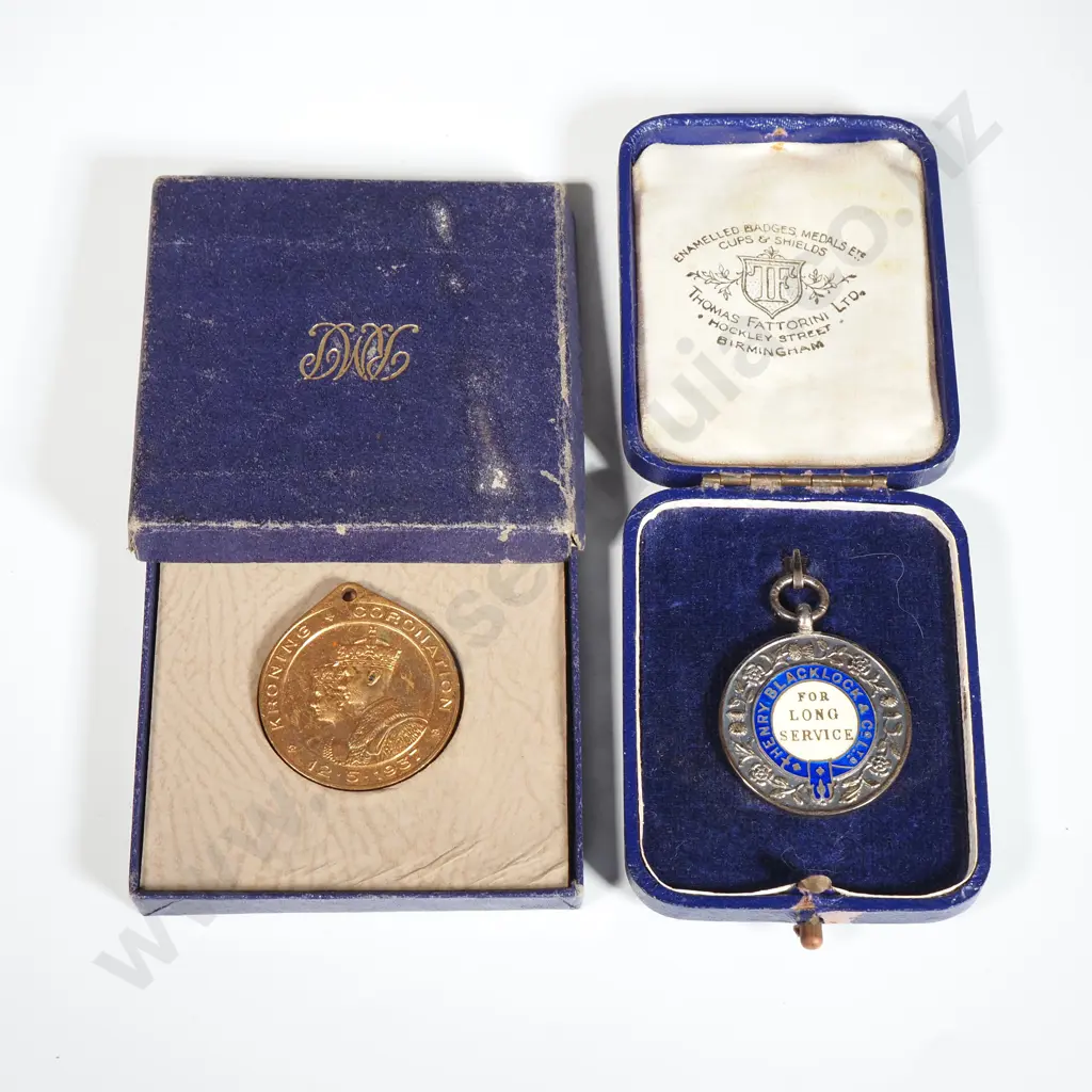 1937 South Africa Union Medal & Sterling Silver Long Service Medal Image 1++