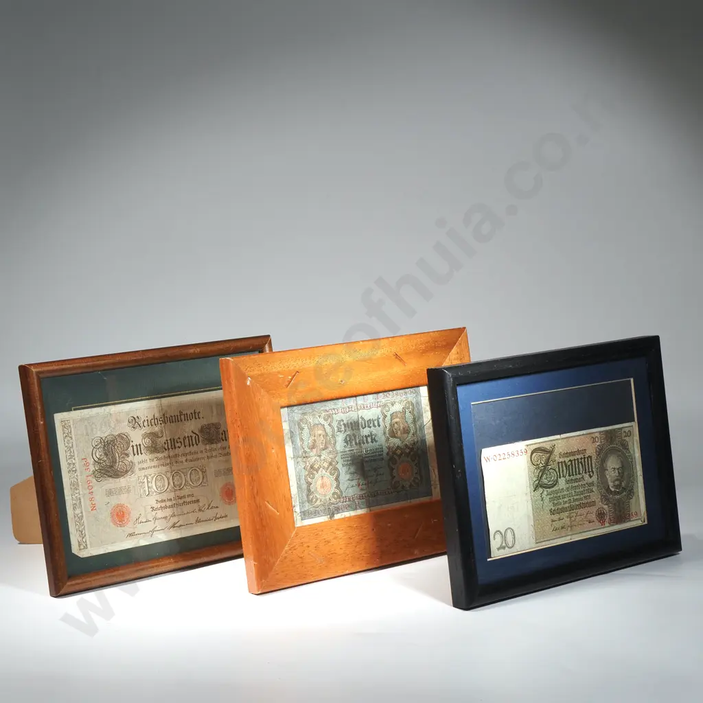 Three Framed German Banknotes  Image 1++