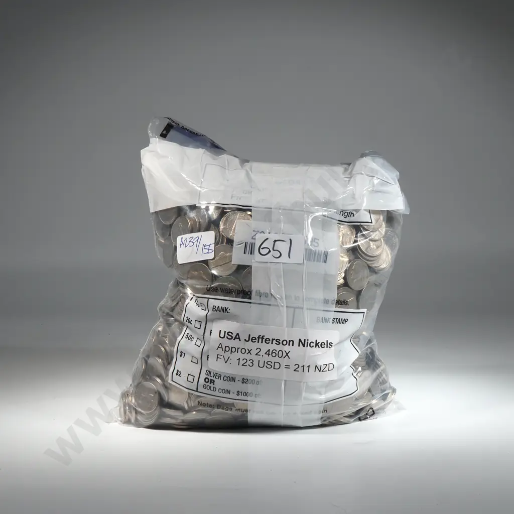 Approx 2,460 United States of America Nickels - Face Value $123 USD - $211 NZD  Image 1++