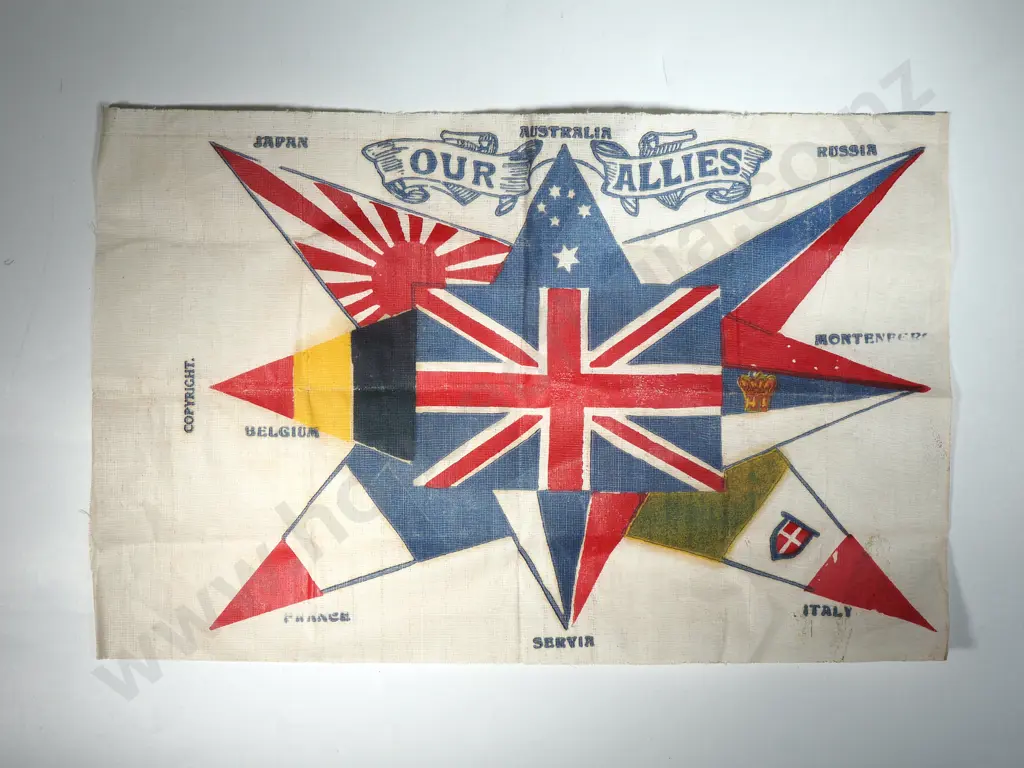 WW1 Patriotic Printed Cloth Souvenir - Vibrant Colours  Image 1++