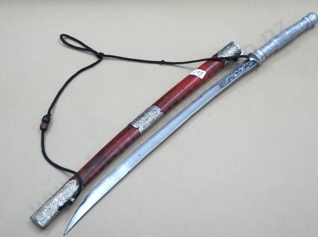 Replica Burmese Dha Sword w Wooden Scabbard. Image 1++