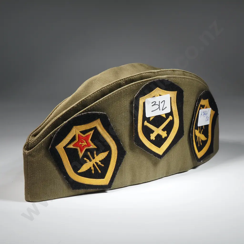 Russian Military Side Cap with Badges & Patches Attached Image 1++