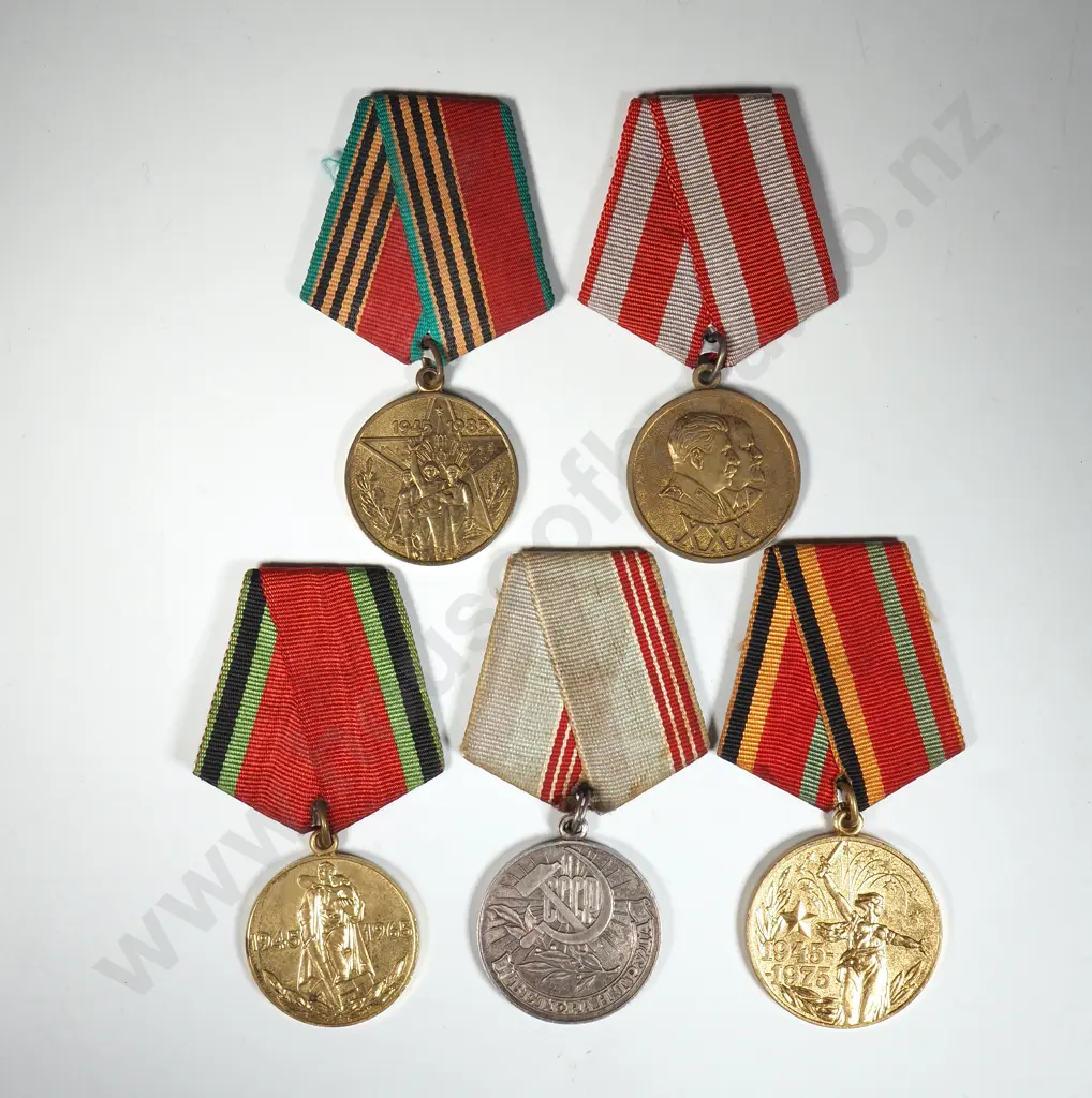 Five Soviet Military Commemorative Medals Image 1++