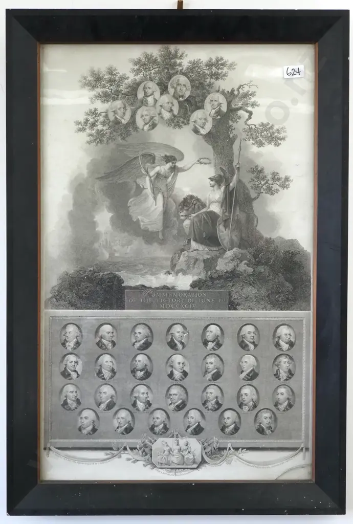 Engraving Commemorating The Battle Of The "Glorious First Of June" 1794, A Victory Over The French Image 1++