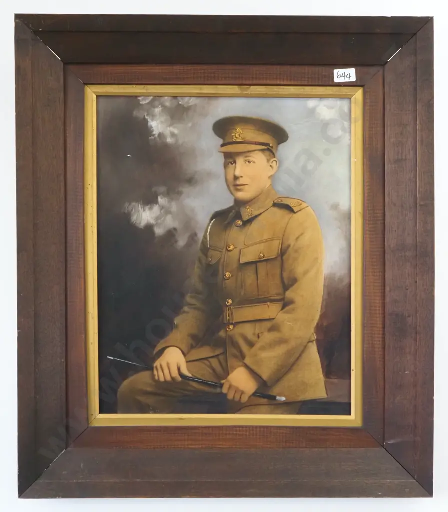 Portrait of A  WW1 New Zealand Soldier, Wellington Regiment.  Oil On Board. Unsigned Image 1++