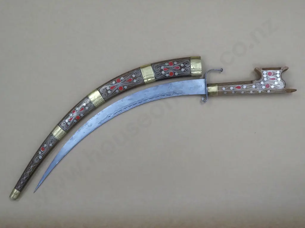 Nimcha Moroccan Wedding Sword w Wooden Scabbard. Image 1++