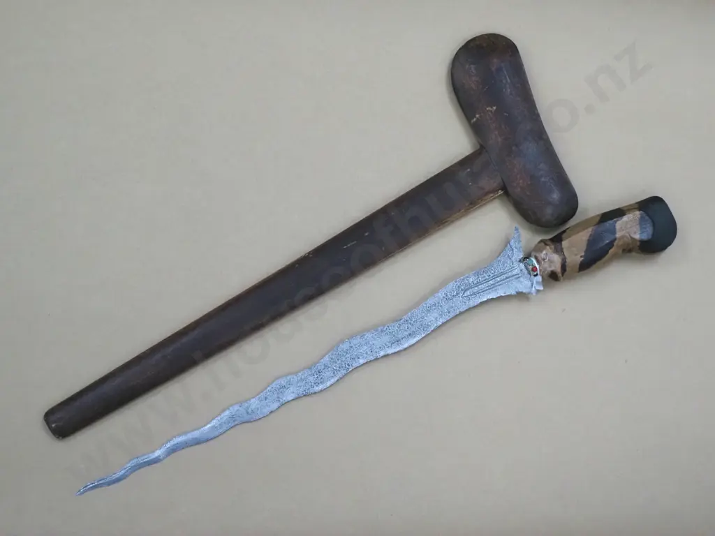 Decorative Kris In Wooden Scabbard w Decorative Stones.. Image 1++