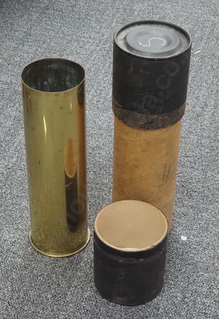 Australian 105mm Howitzer Shell in Cardboard Tub - Dated 1966 Image 1++