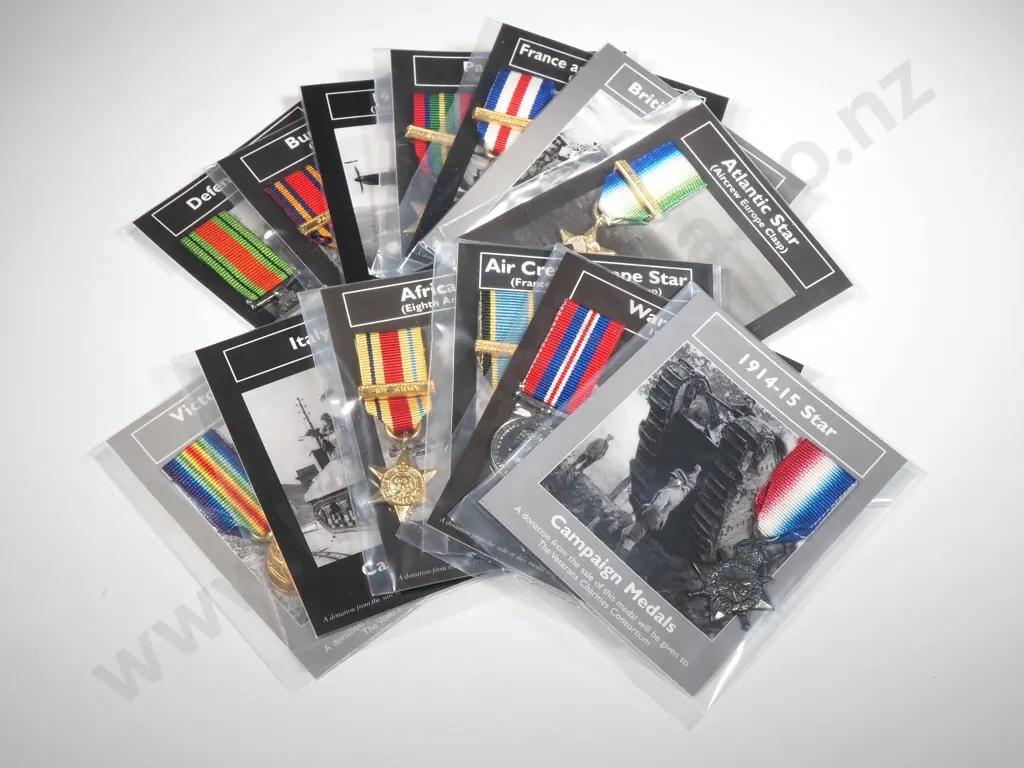 13 Reproduction WW1 & WW2 Miniature Medals  Image 1++