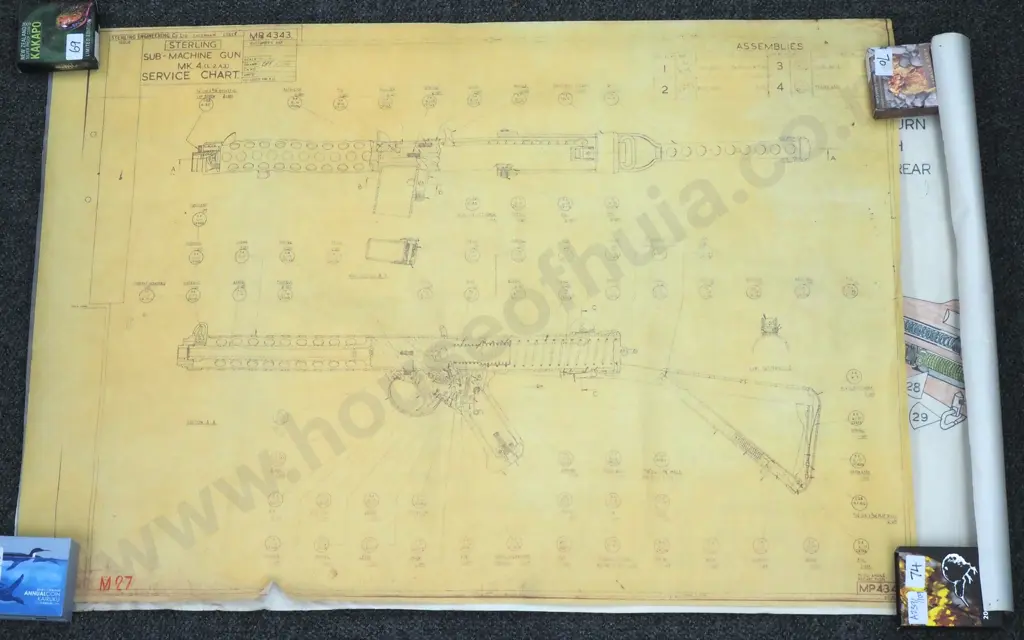 Military Schematic Drawings Sterling Sub-Machine Gun, & L1A1 Rifle. Image 1++