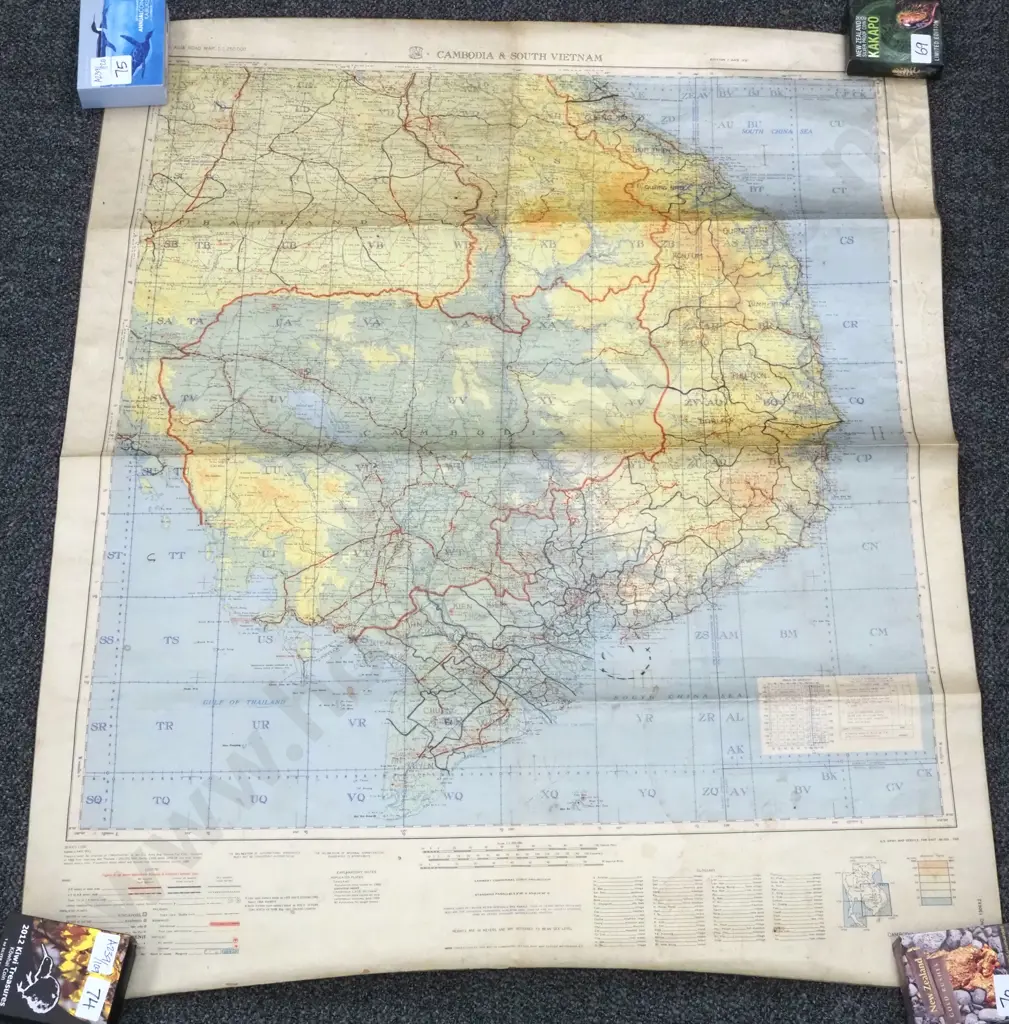 1965 U.S. Military Map of Cambodia & South Vietnam. Image 1++