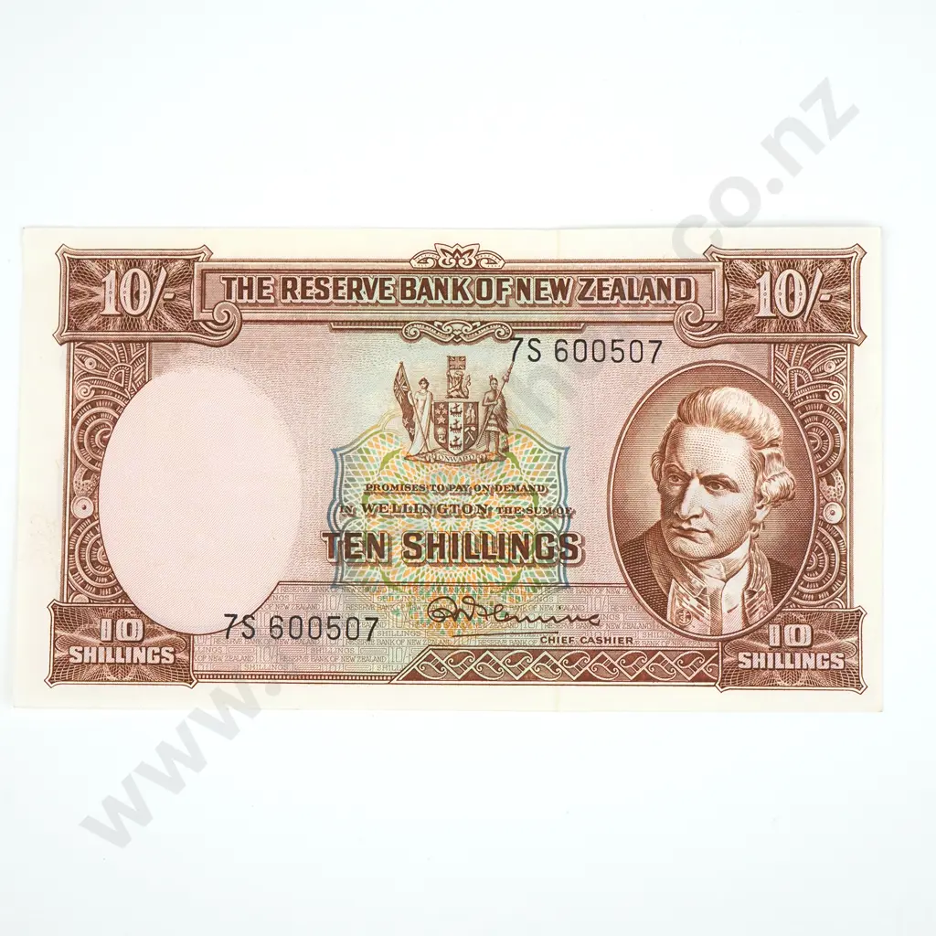 Ten Shilling Fleming Banknote - Pleasing Serial Number - AUNC Image 1++