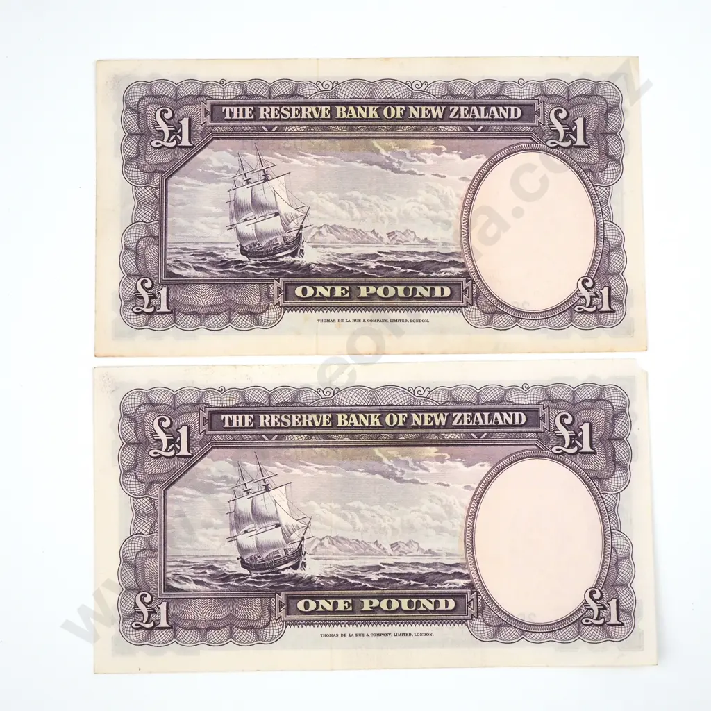 Consecutive Pair of One Pound Fleming Banknotes - EF Image 1++