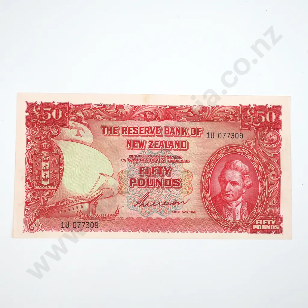 Fifty Pound Wilson Banknote - Prefix 1U AUNC CV $11,000 Image 1++