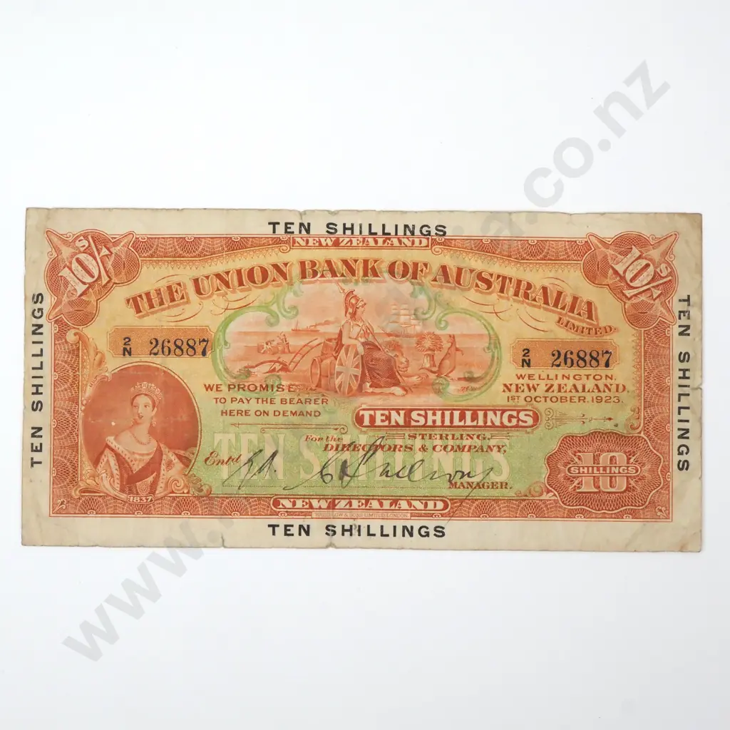 1923 Union Bank of Australia Ten Shillings Image 1++