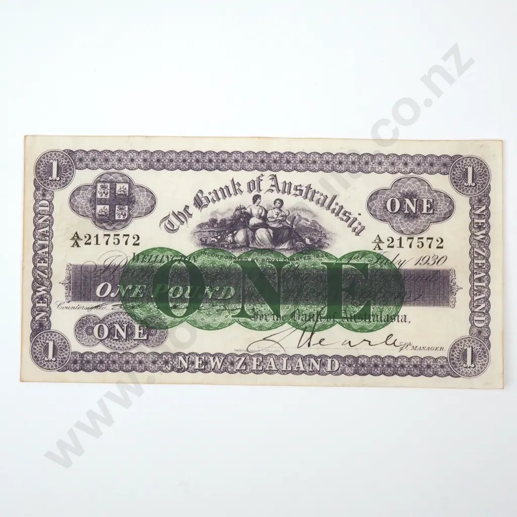 The Bank of Australasia One Pound, 1st July 1930 Image 1++