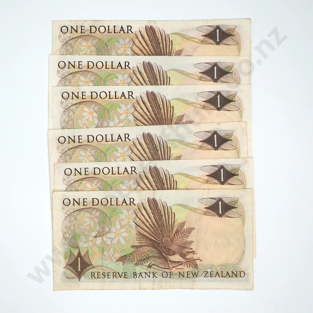 Six One Dollar Wilks Banknotes - 3 E05 Prefix 2 C02 Prefix B05 Prefix  Image 1++