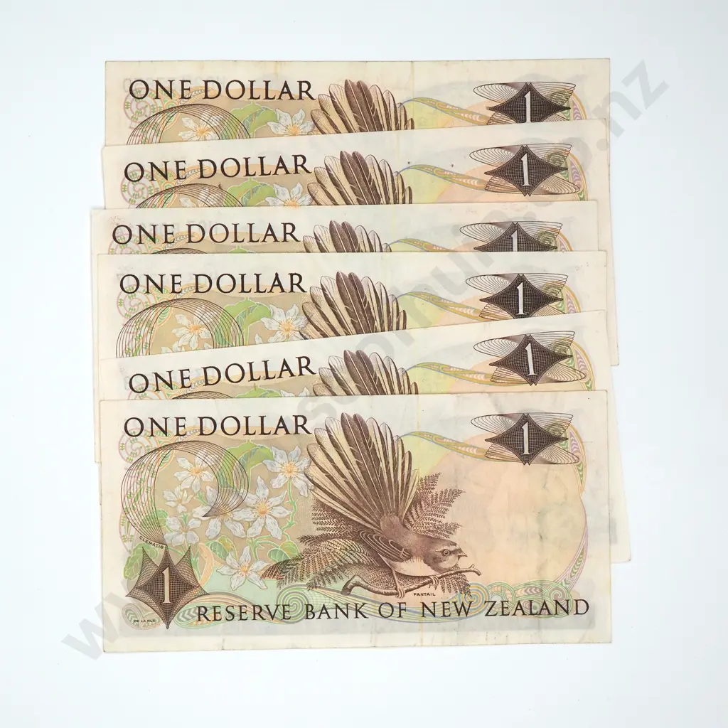 Six One Dollar Wilks Banknotes - 2 H02 Prefix 4 H03 Prefix  Image 1++