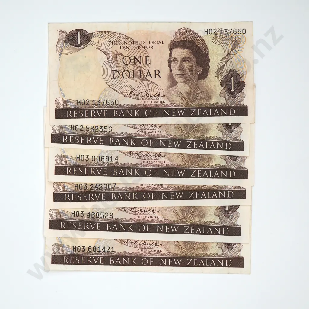 Six One Dollar Wilks Banknotes - 2 H02 Prefix 4 H03 Prefix  Image 1++