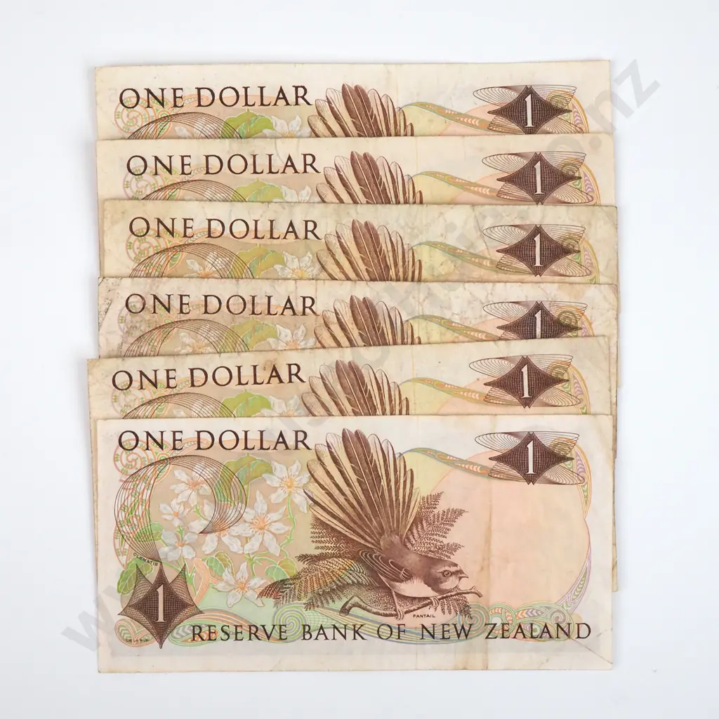 Seven One Dollar Hardie Type One Banknotes - Various Prefixes & Two Star Notes - Average Condition  Image 1++