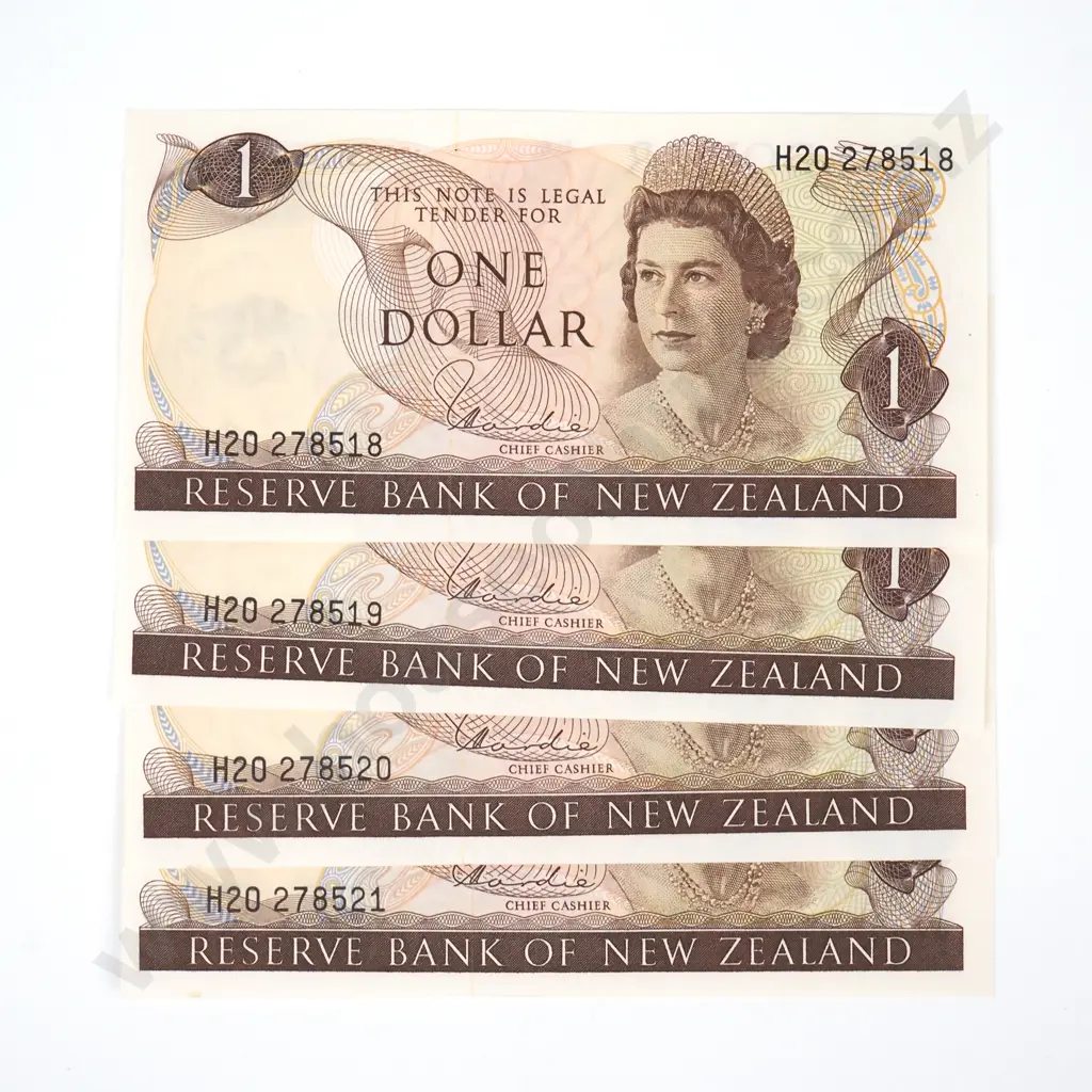 Four Consecutive One Dollar Knight Type I Banknotes - AUNC Image 1++