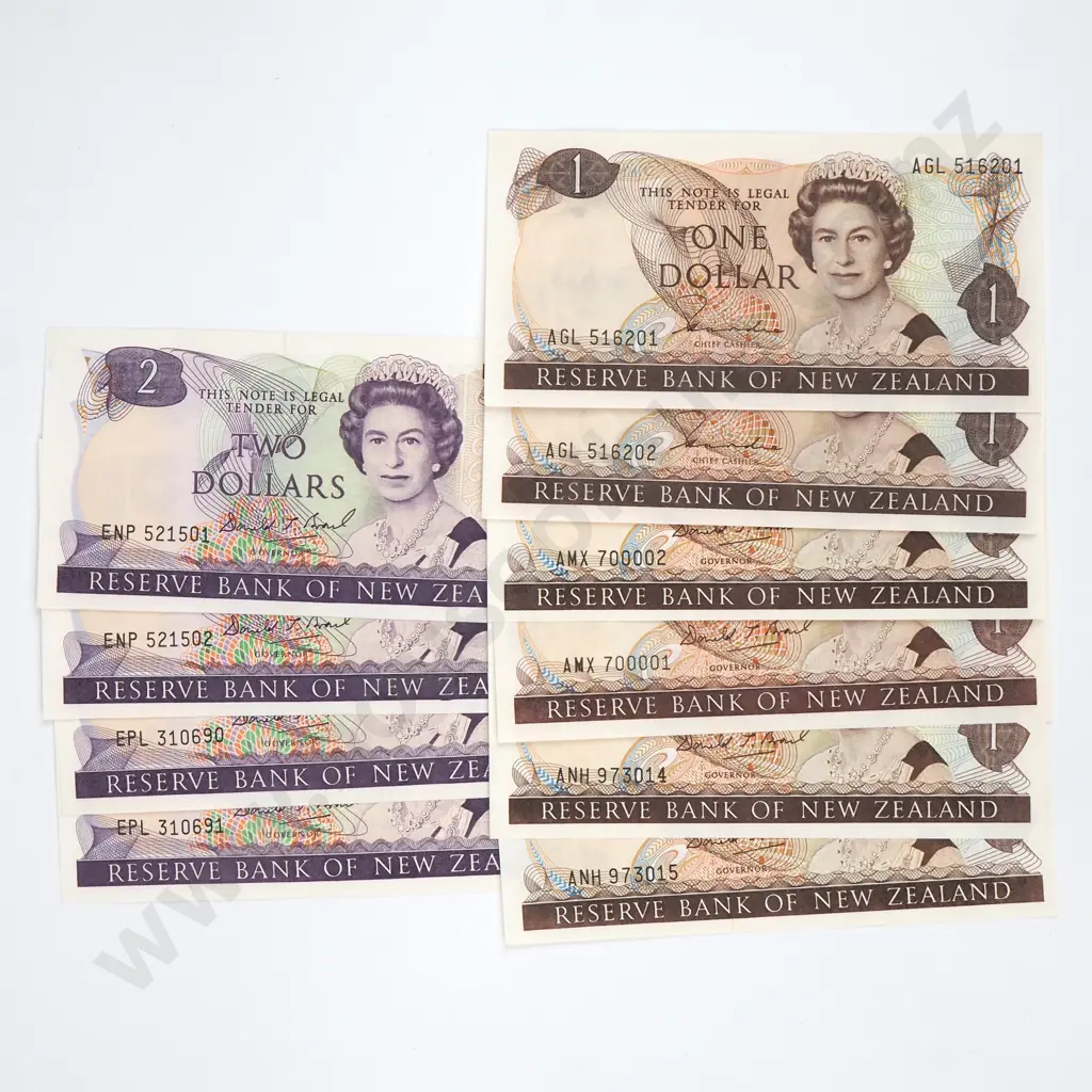 Five Consecutive Numbered Note Pairs - Hardie Type II $1 & Brash $1  Image 1++