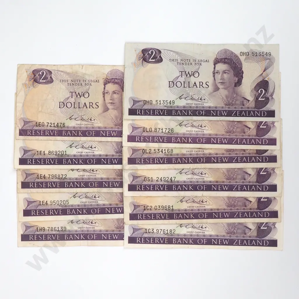 11 Wilks Two Dollar Banknotes - Various Prefixes - Average Condition  Image 1++