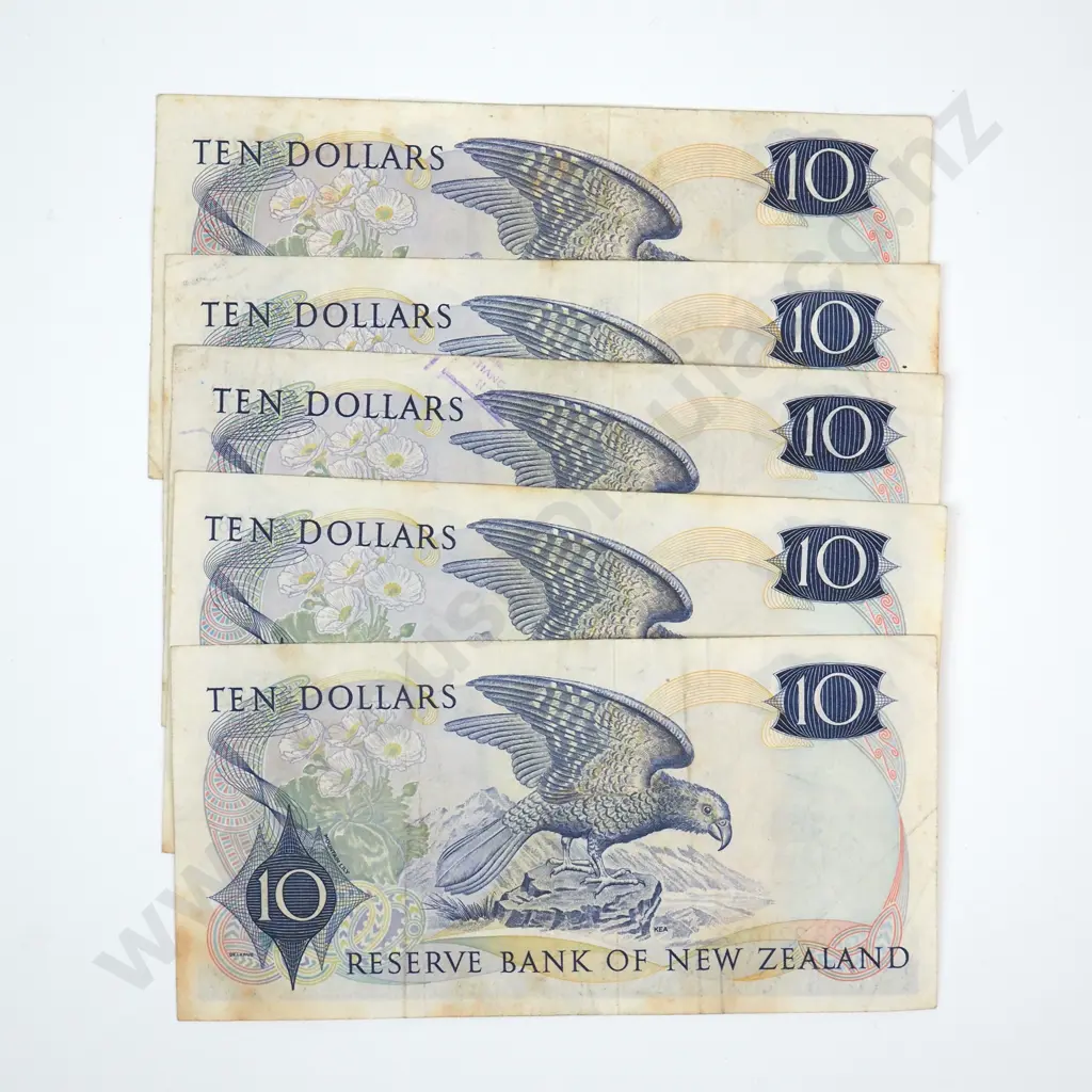 Five Ten Dollar Fleming Banknotes - Various Prefixes - Fine or Better Condition  Image 1++