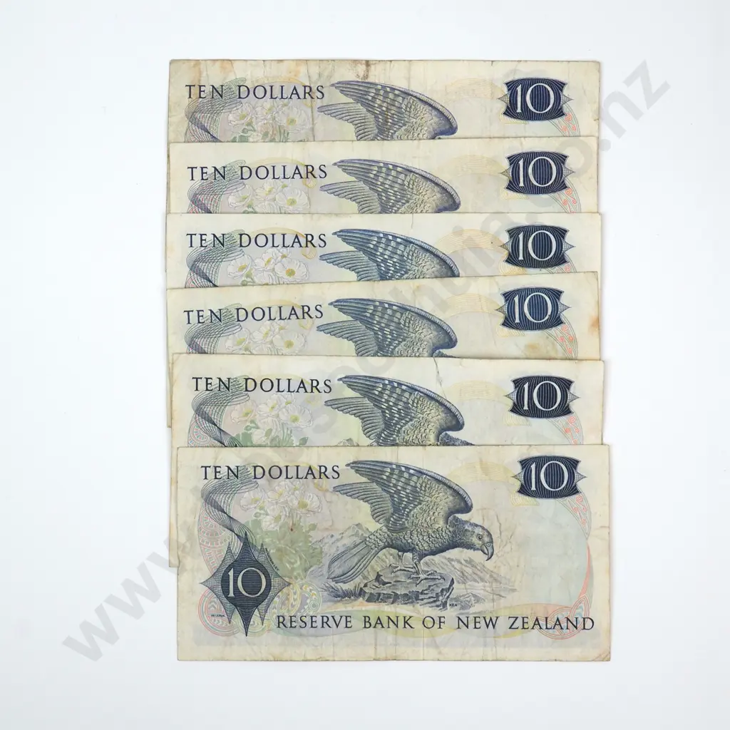 Six Ten Dollar Wilks Banknotes - Various Prefixes - Average Condition  Image 1++