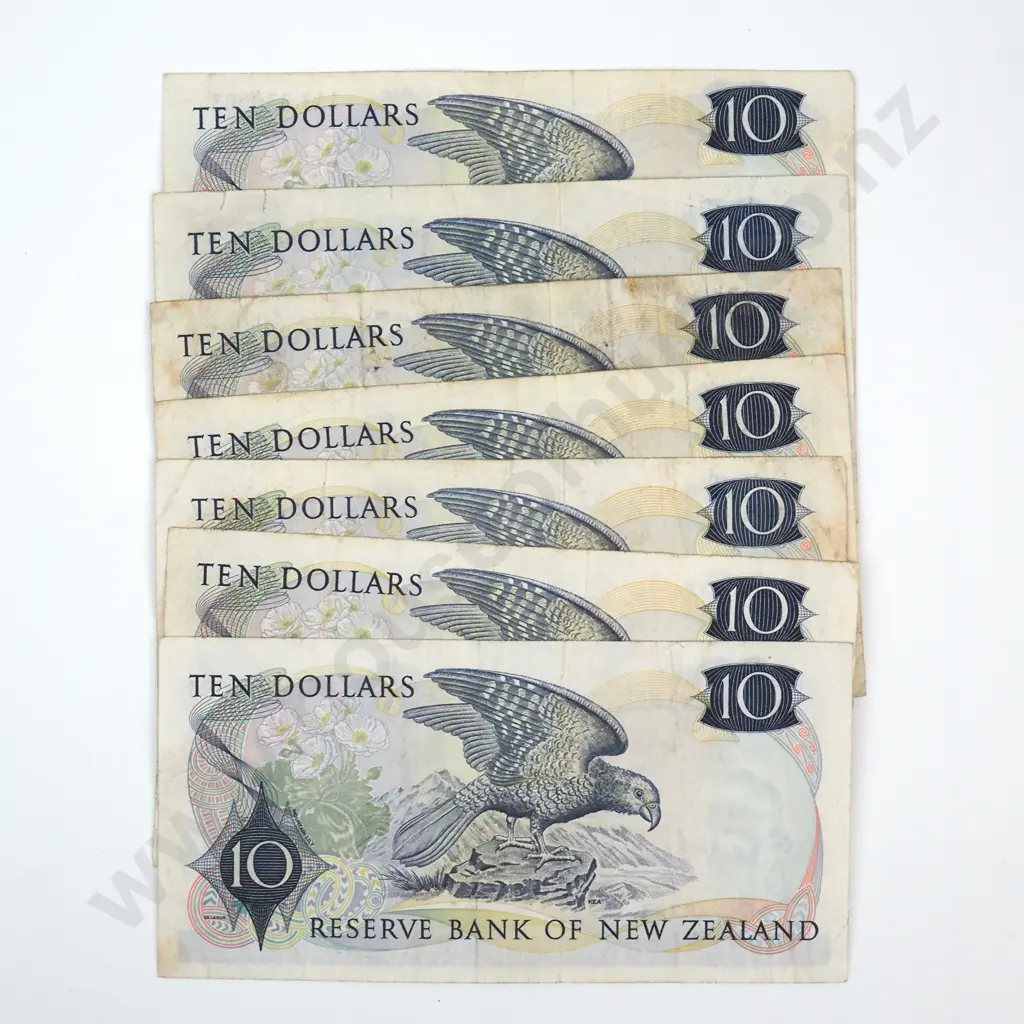 Seven Ten Dollar Wilks Banknotes - Various Prefixes - Average Condition  Image 1++