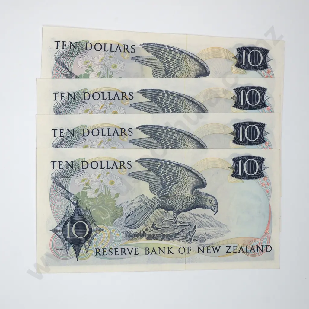 Four Ten Dollar Knight Banknotes - AUNC Total CV $700 Image 1++