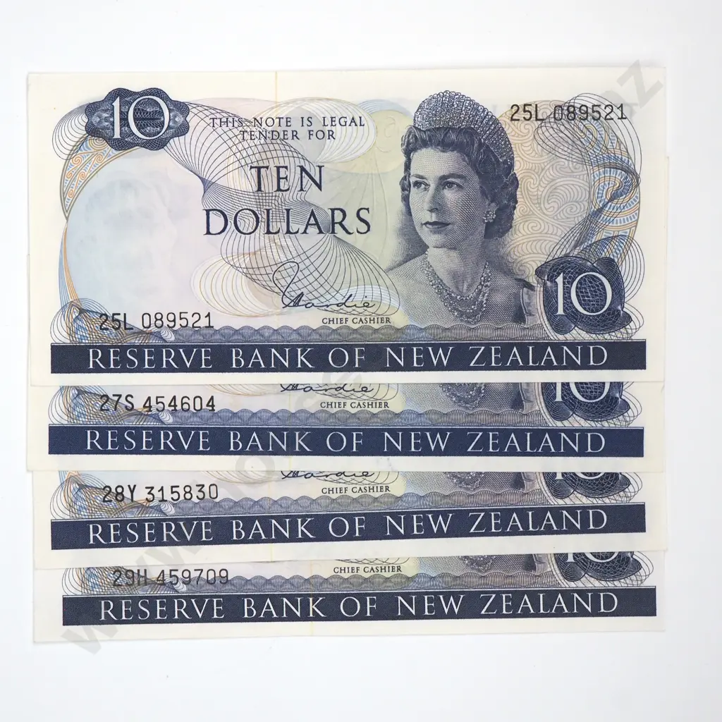Four Ten Dollar Hardie Type I Banknotes - Various Prefixes - AUNC Total CV $500 Image 1++