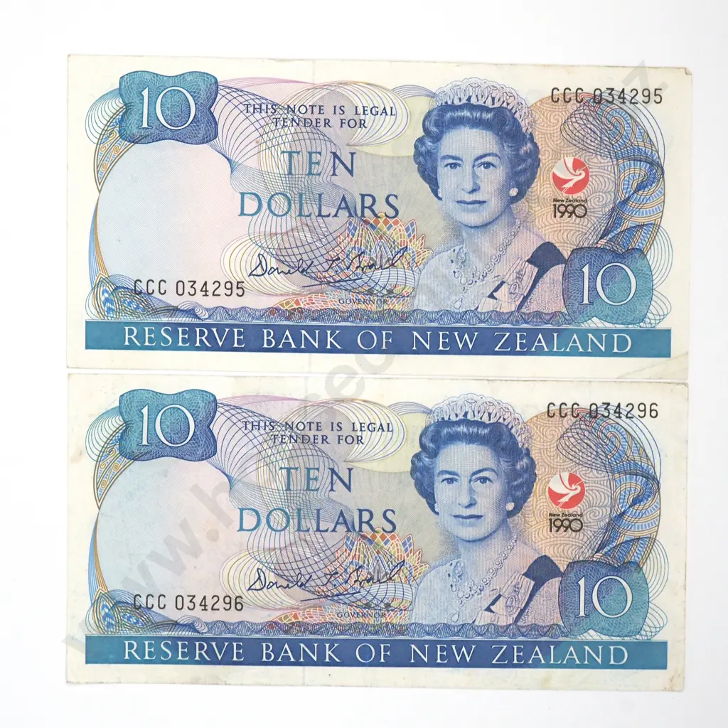 Two New Zealand Ten Dollar Brash Banknotes  Image 1++