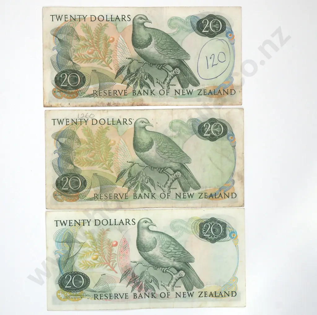 Three New Zealand Twenty Dollar Banknotes - Fleming / Knight / Hardie  Image 1++