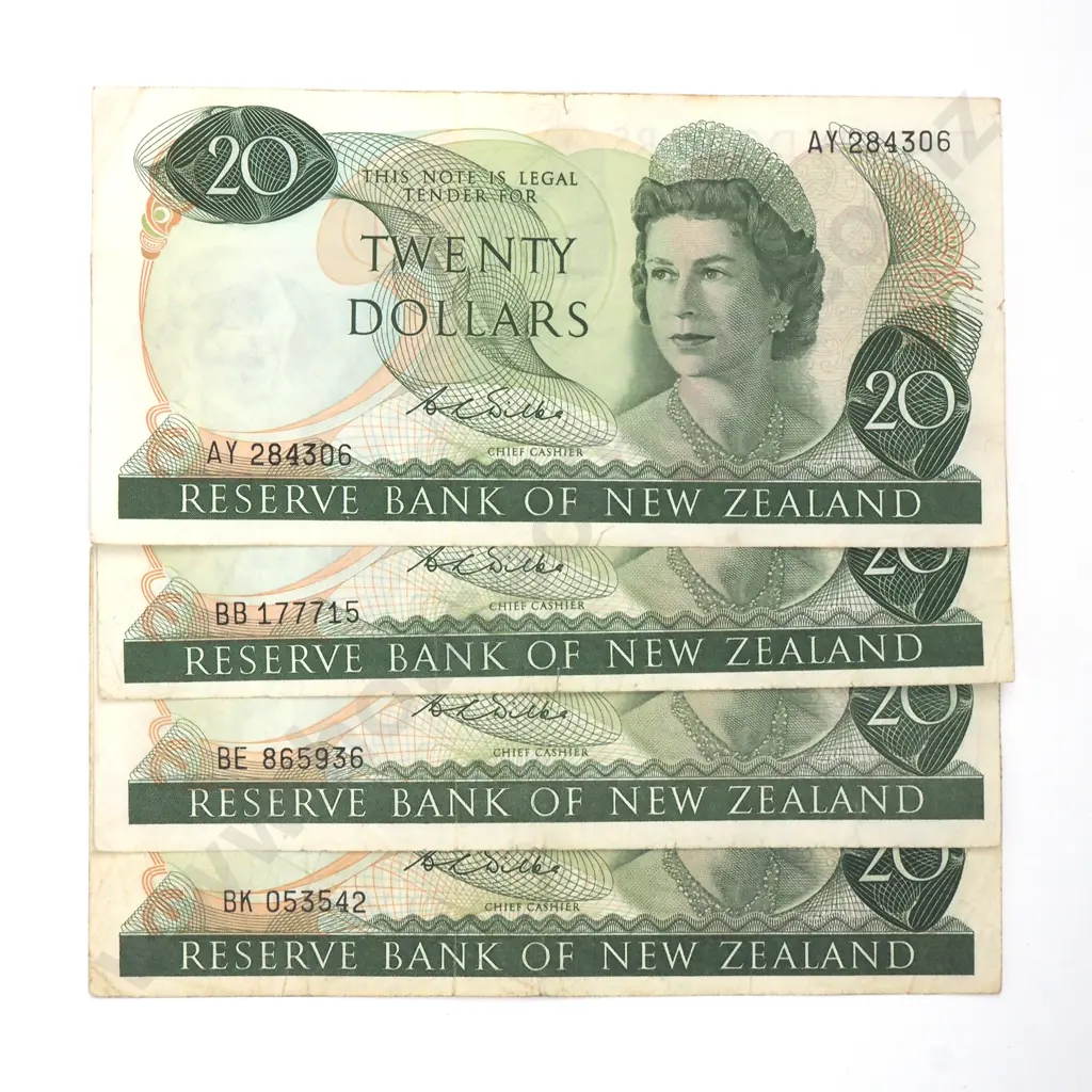 Four Twenty Dollar Wilks Banknotes - Various Prefixes - Average Condition  Image 1++