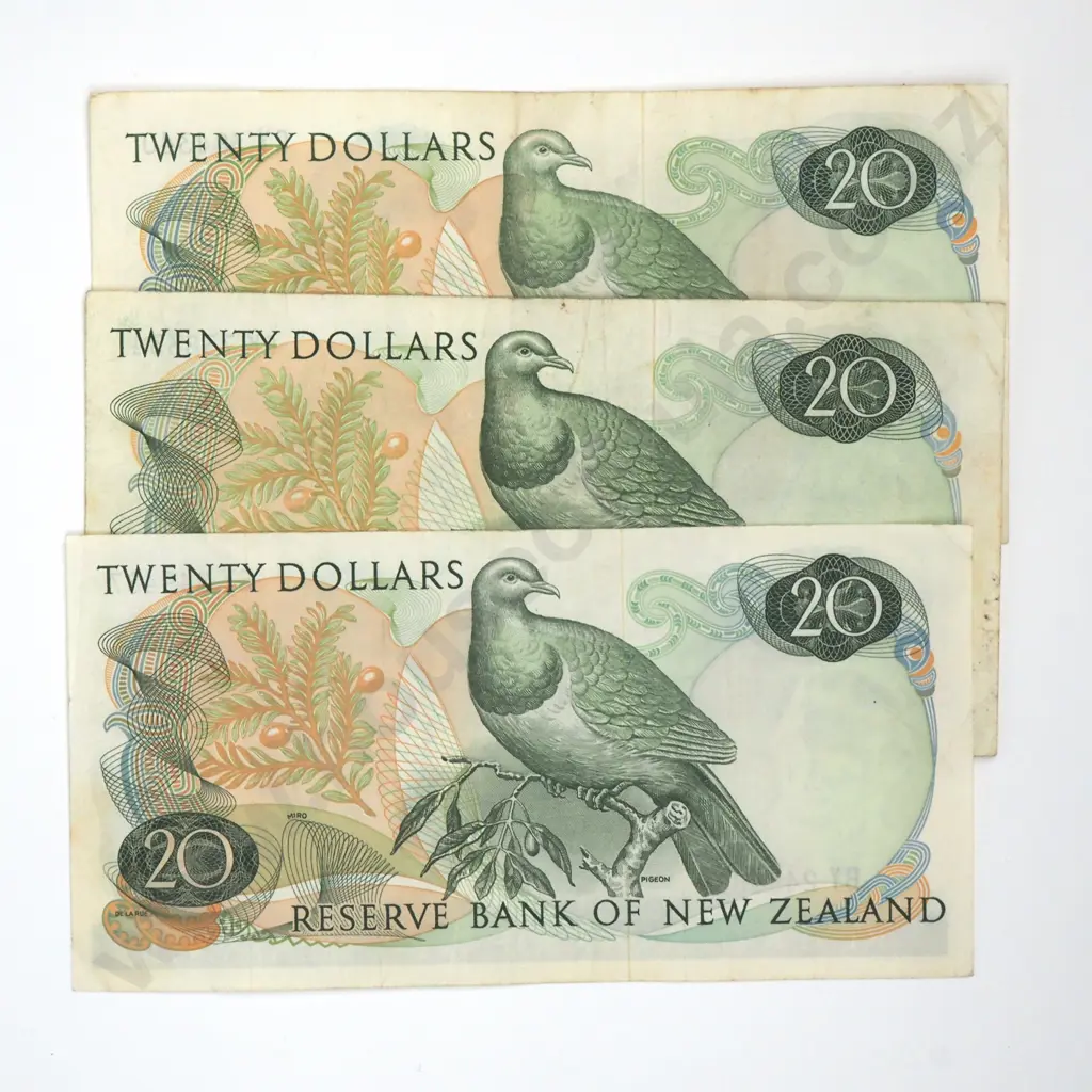 Three Twenty Dollar Knight Banknotes - Various Prefixes - Fine or Better - Min Total CV $150 Image 1++
