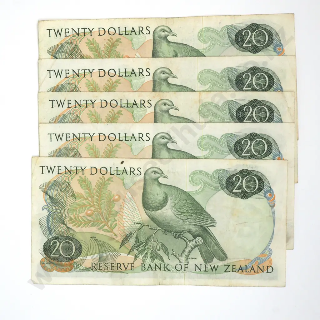 Five Twenty Dollar Hardie Type I Banknotes - Various Prefixes - Average Condition  Image 1++