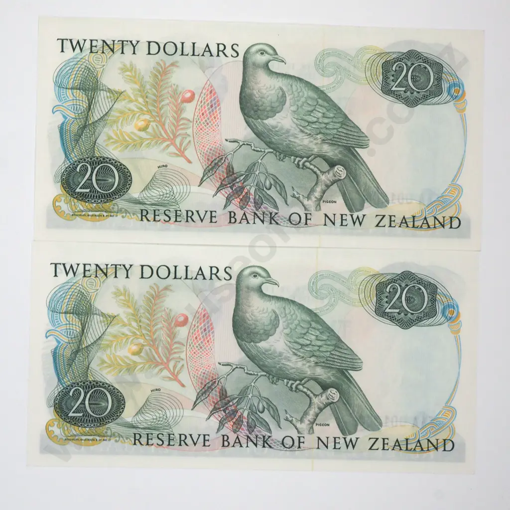 Consecutive Pair of Twenty Dollar Hardie Banknotes - TAA Prefix - Very Low Serial Number - AUNC  Image 1++