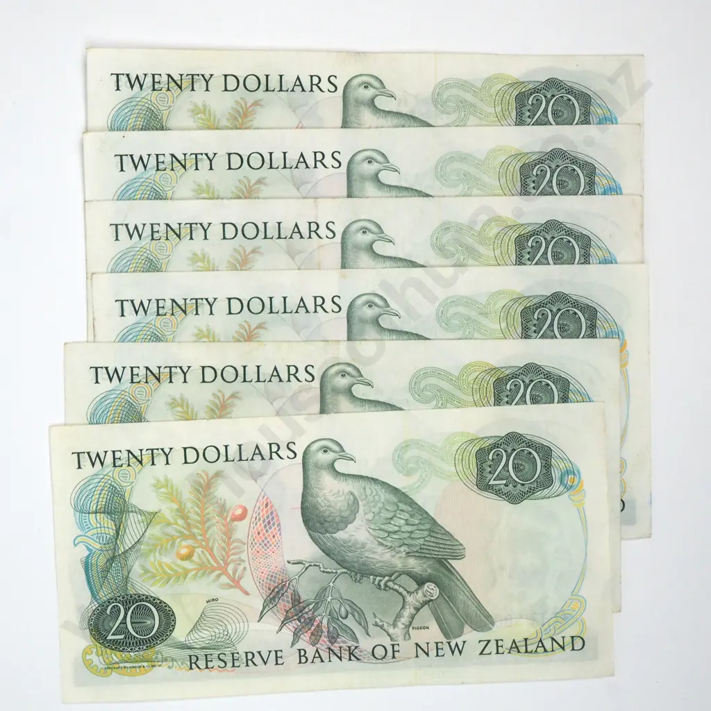 Six Twenty Dollar Russell Banknote - Various Prefixes - F or Better Min Total CV $240  Image 1++