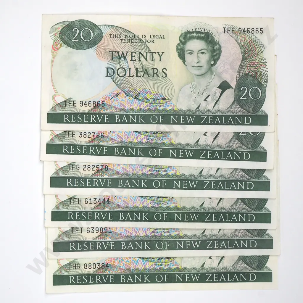 Six Twenty Dollar Russell Banknote - Various Prefixes - F or Better Min Total CV $240  Image 1++