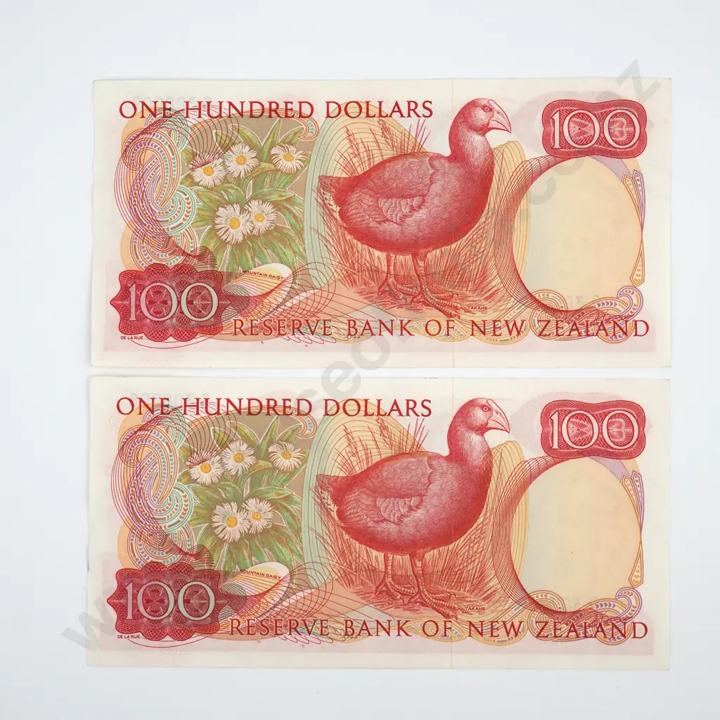 Consecutive Pair of One Hundred Dollar Knight Banknotes - EF Total CV $2700 Image 1++