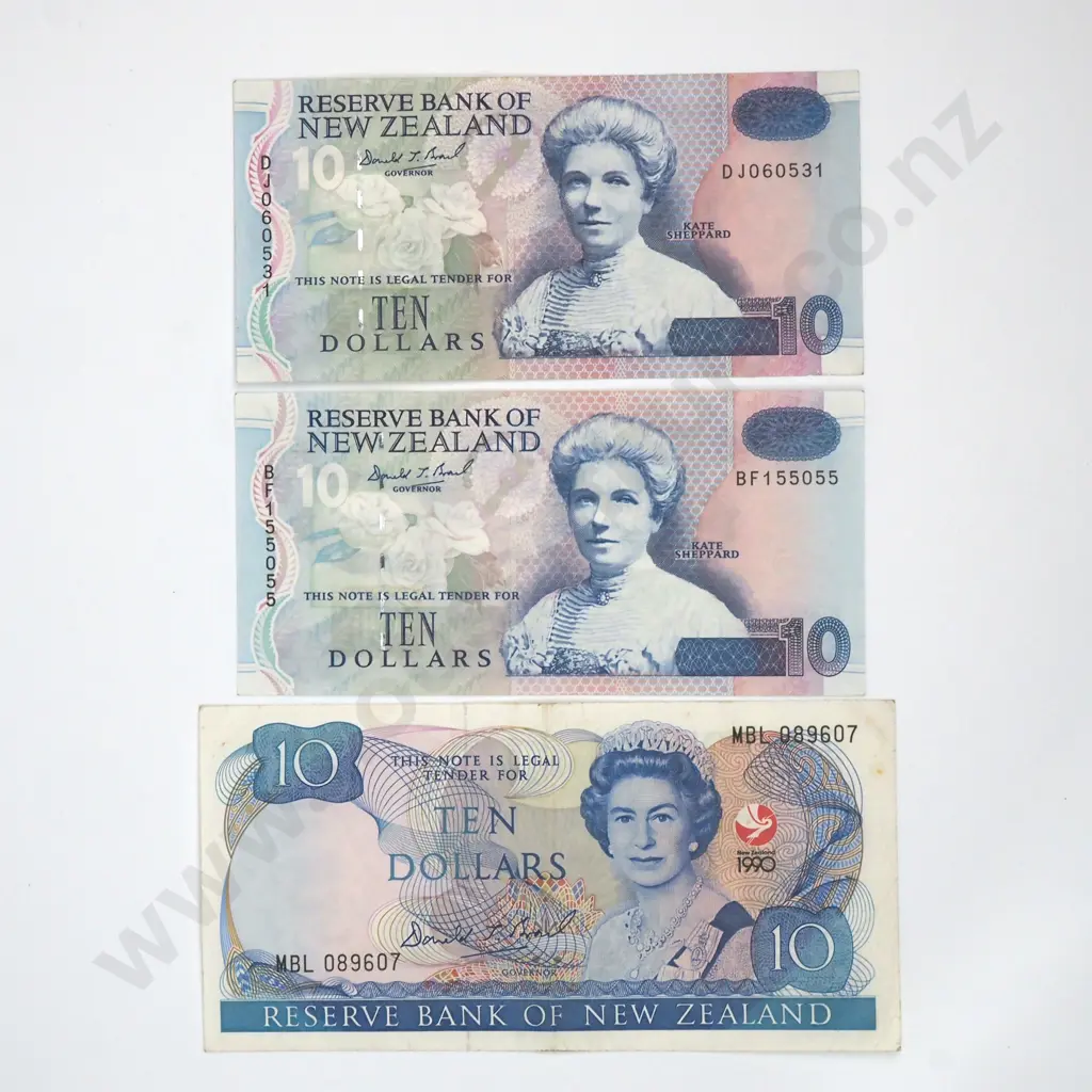Three New Zealand Ten Dollar Brash Banknotes  Image 1++