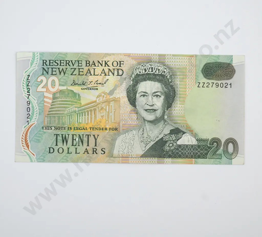 New Zealand Twenty Dollar Brash ZZ Banknote AUNC  Image 1++