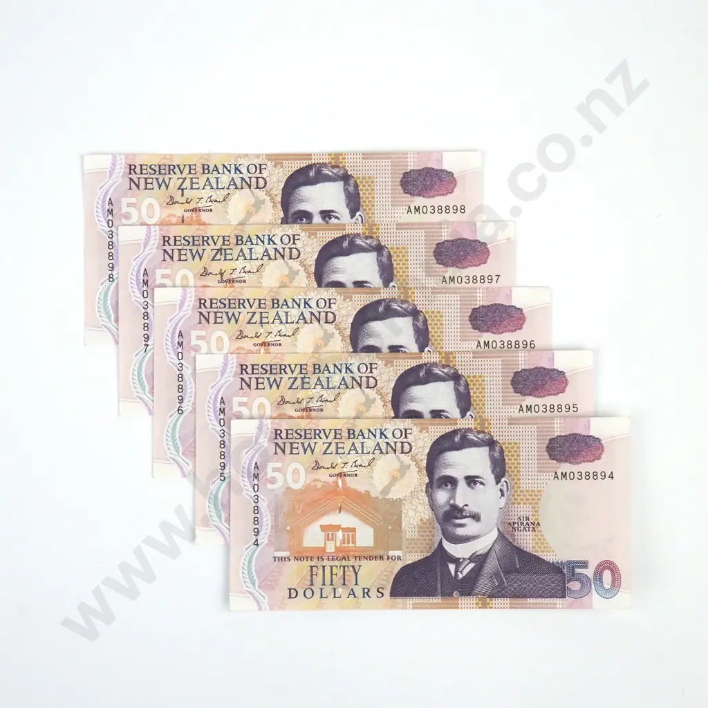 Six Consecutive Brash Fifty Dollar Paper Banknotes  Image 1++