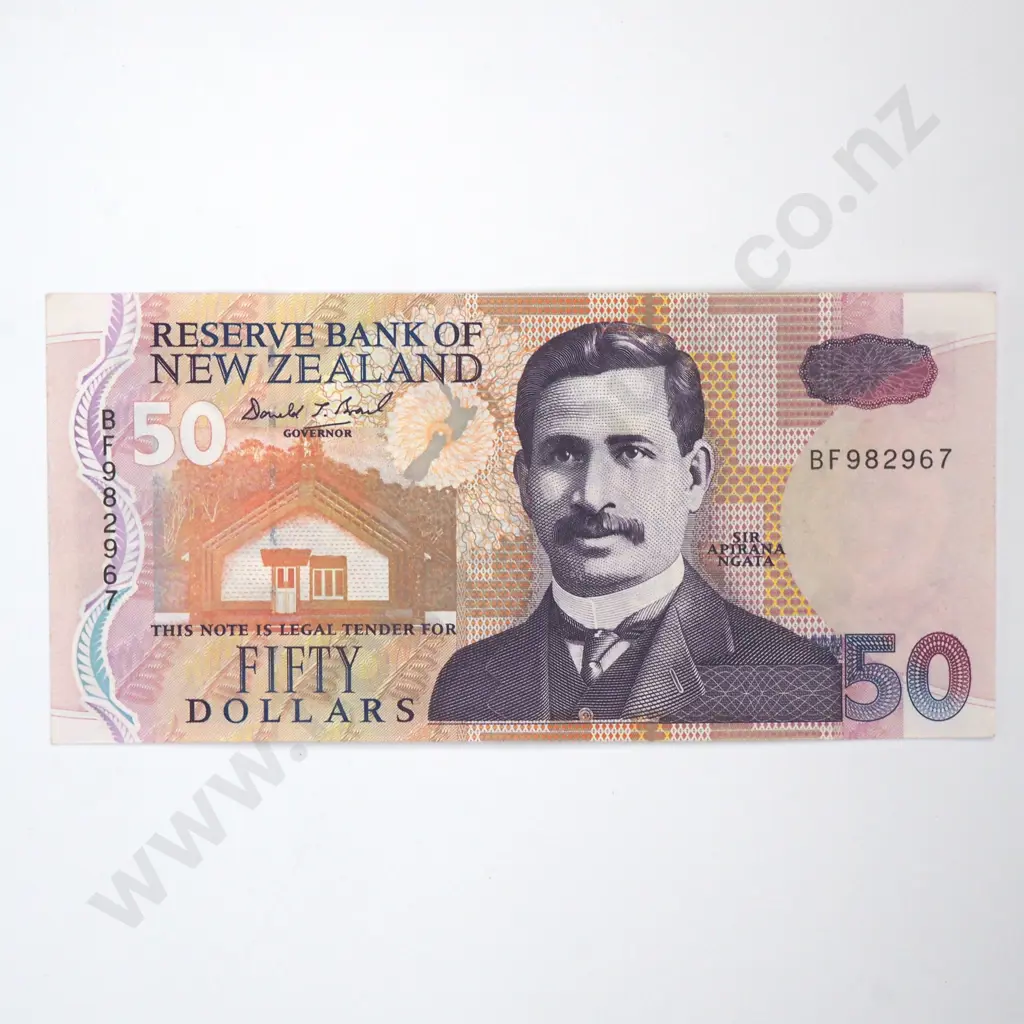 New Zealand Brash Fifty Dollar Banknote - Last Prefix AUNC  Image 1++