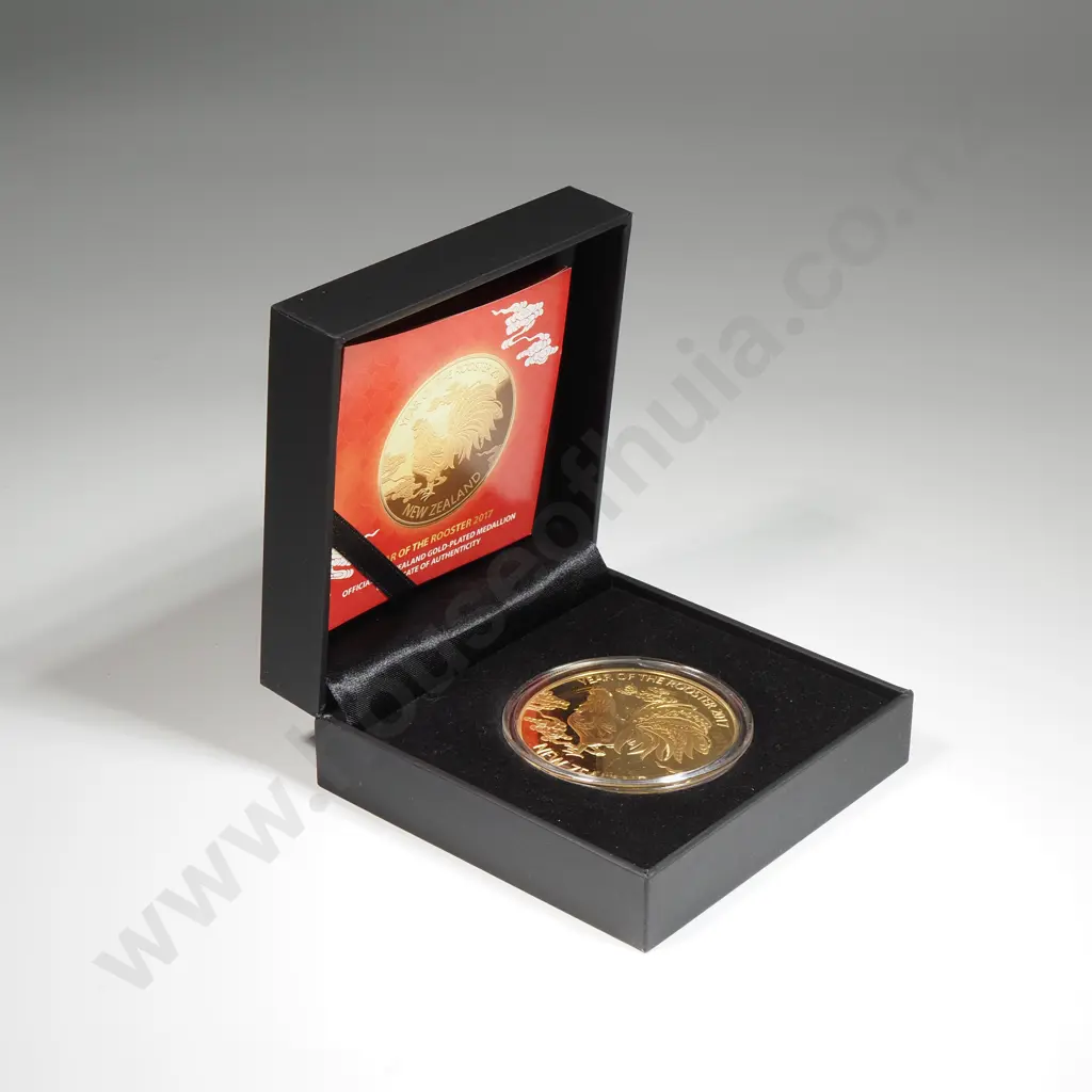 2017 Year of the Rooster Gold Plated Medallion  Image 1++
