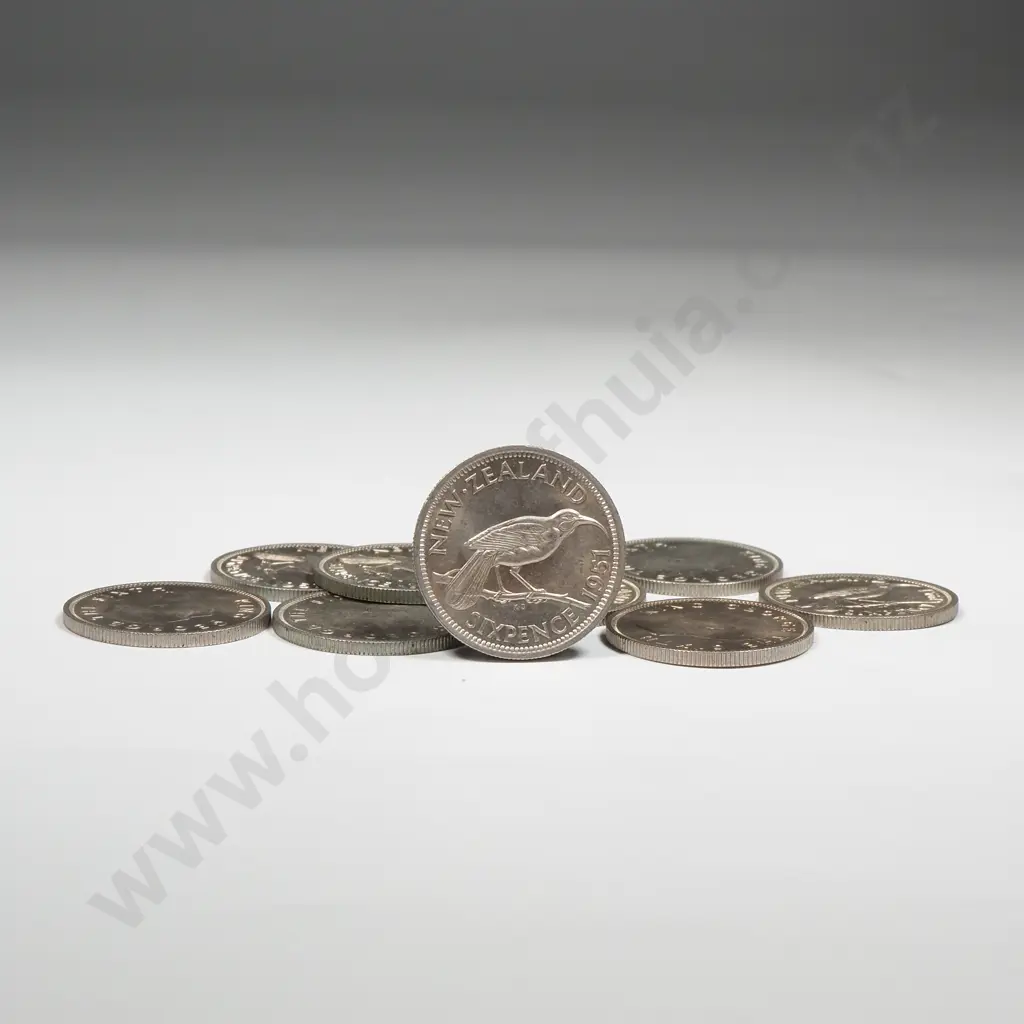 10 New Zealand 1951 Sixpence Coins UNC Total CV $150 Image 1++