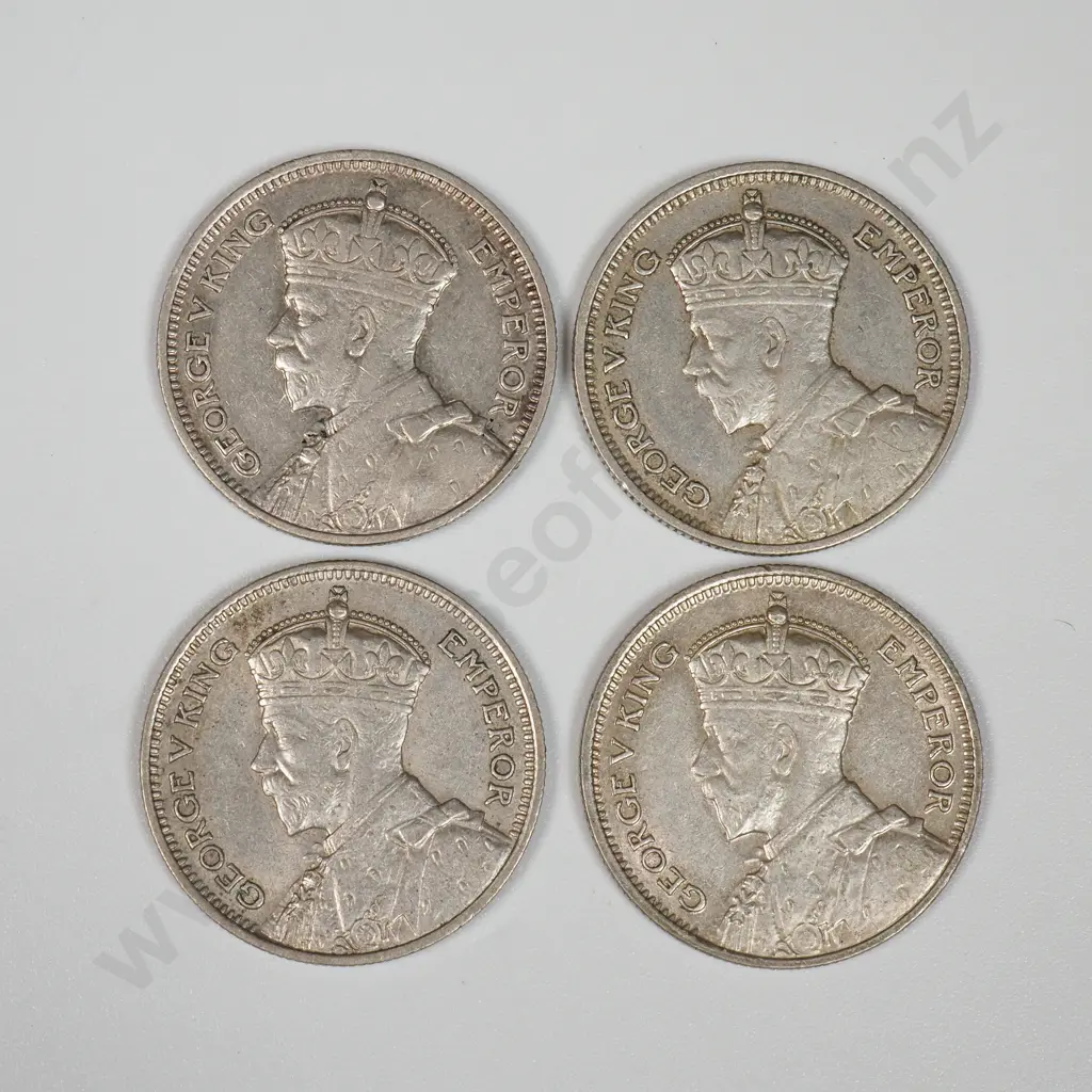 Four 1936 New Zealand Sixpence Coins  Image 1++