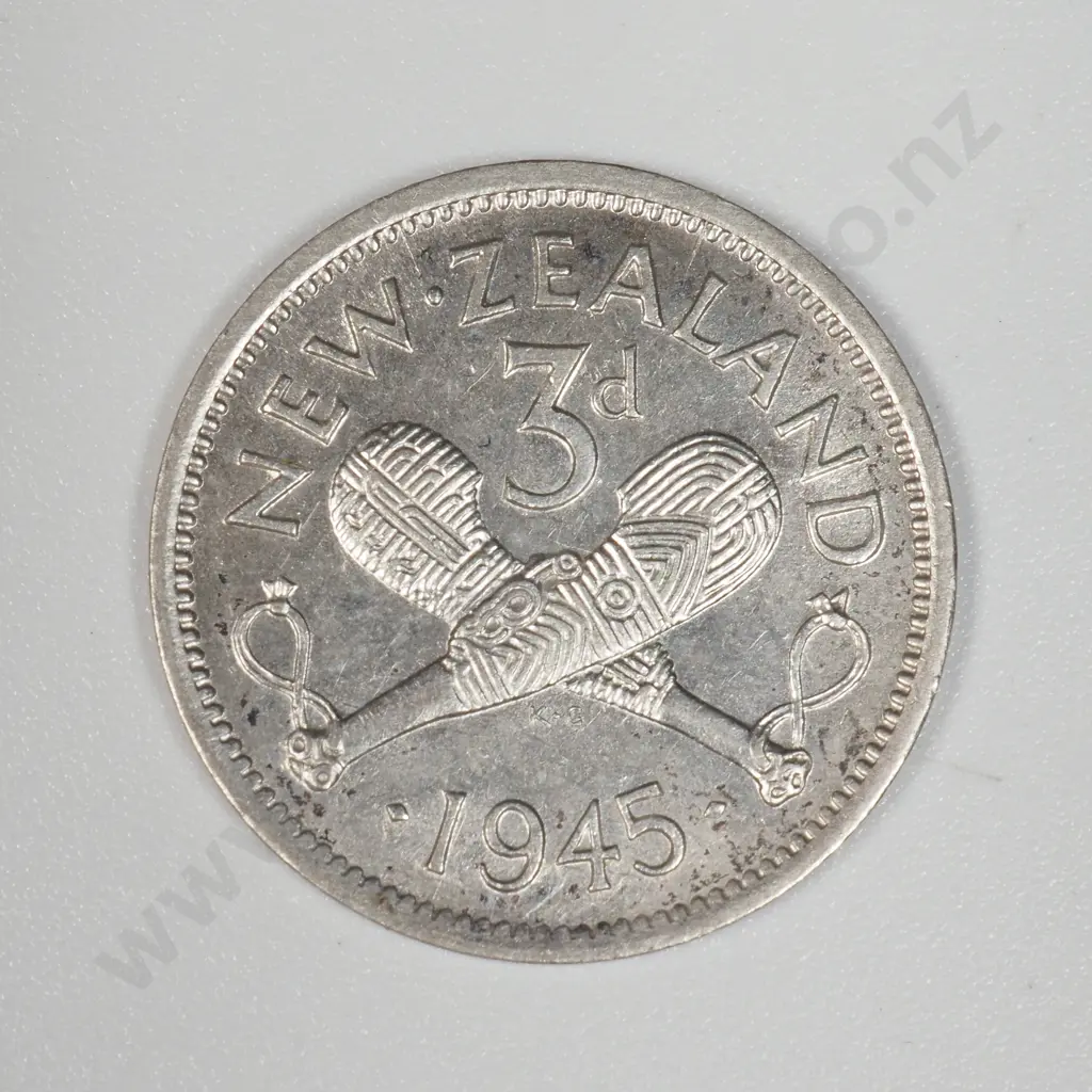 1945 New Zealand Threepence - Better Grade  Image 1++
